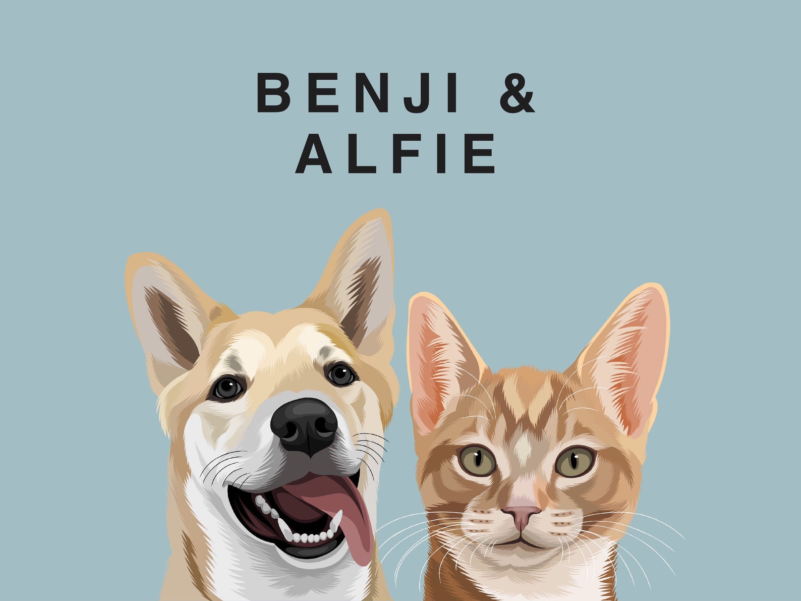 Multiple Pets Portrait Turn Your Pet Into a Cartoon Vector Etsy UK