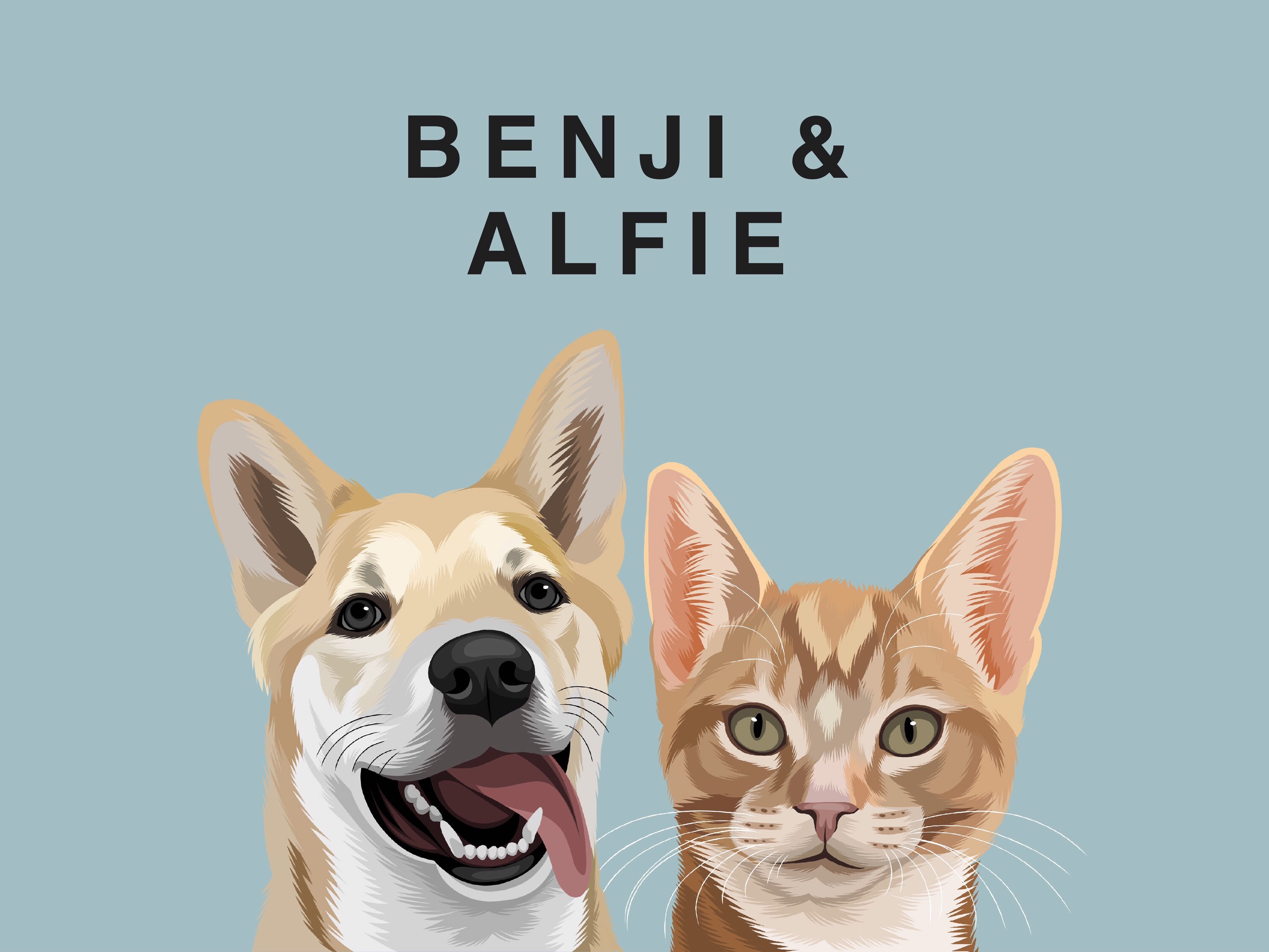 Multiple Pets Portrait Turn Your Pet Into a Cartoon Vector Etsy UK