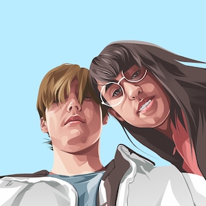 Cartoonfoto | Verander je foto in een cartoonafbeelding Cartooniseren Relatie Portret Familiecadeaus Digitaal cadeau Afdrukgeheugen Aangepast Persoonlijk
