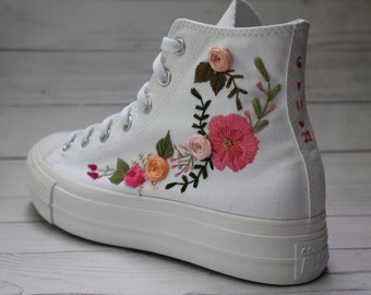 Embroidered Converse Shoes ~ Custom Hand Embroidery on Converse Sneakers for Weddings, Brides, or Just for Fun!