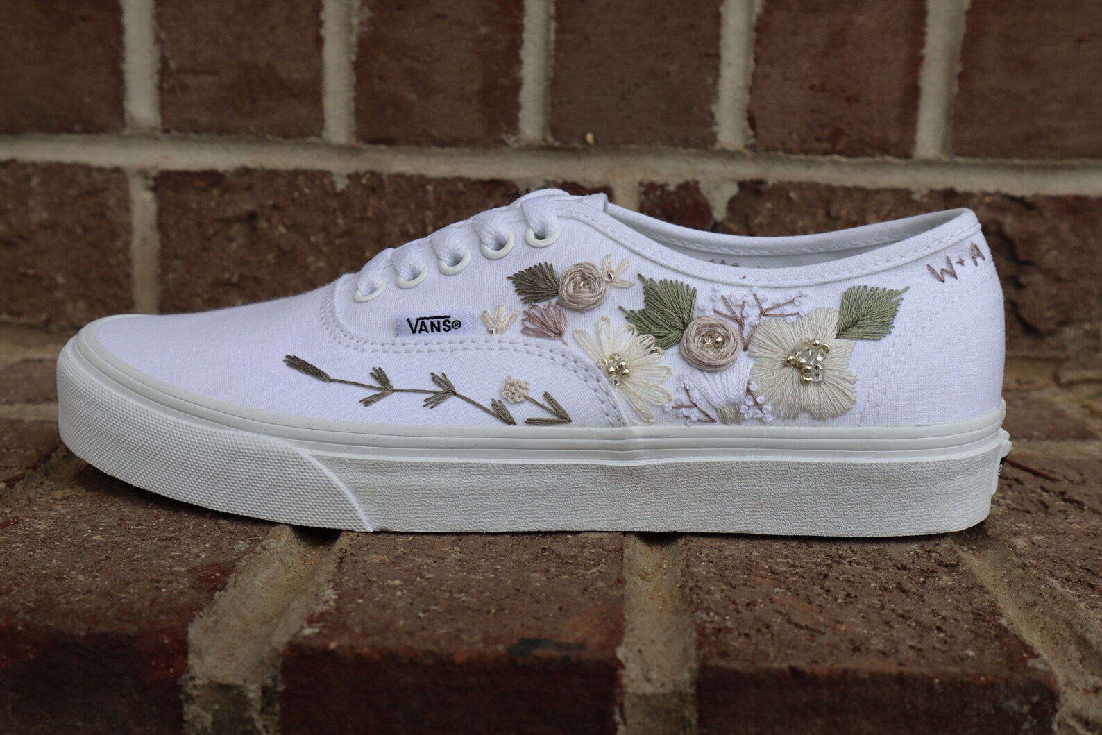 Embroidered Vans Bridal Shoes - Vans Authentic With Custom Hand ...