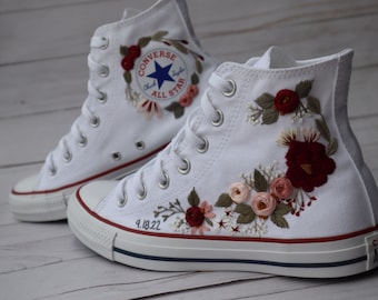Converse Chuck Taylor All Star Shoes Embroidered by Hand to Order, Personalized Embroidery in your Choice of Color and Style, Custom