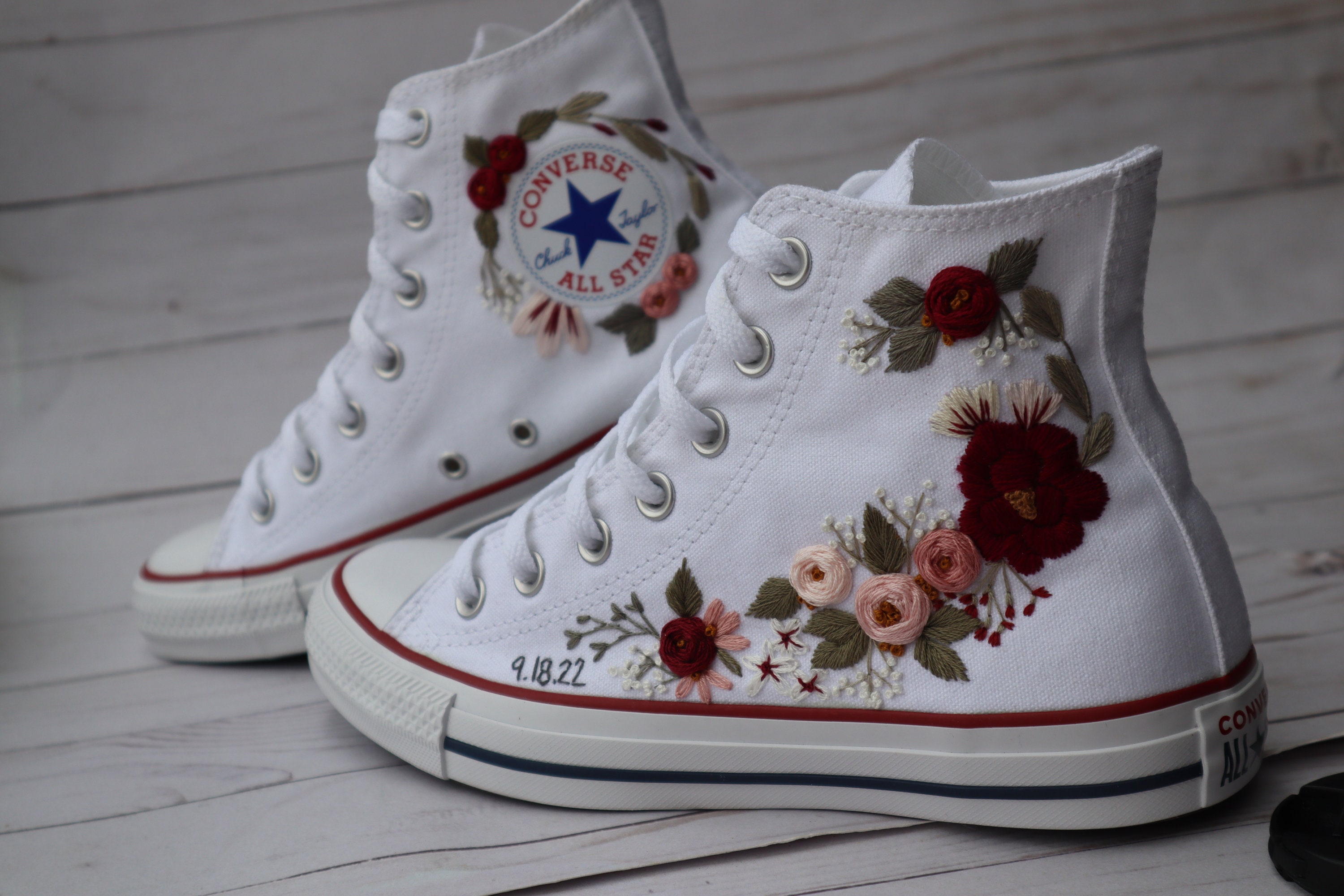 Converse Chuck Taylor Star met de hand geborduurd - Etsy