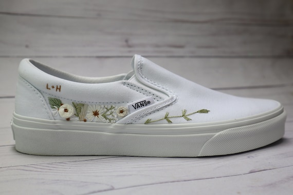 Embroidered Vans Slip on Shoes 