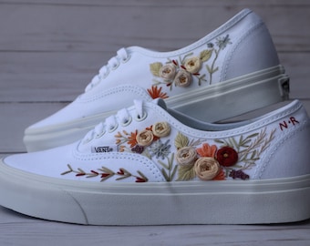 Embroidered Wedding Shoes | Custom Bridal Hand Embroidery on Vans Sneakers | Made to Order