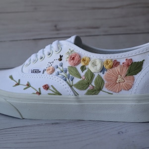 Custom Embroidered Wedding Shoes | Bridal Hand Embroidery on Vans Authentic Shoes | Made to Order