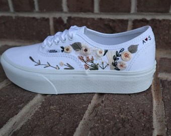 Custom Embroidered Vans Shoes by Hand, Personalized Embroidery With Sparkly Beads on Vans Shoes in Your Choice of Size Color and Style