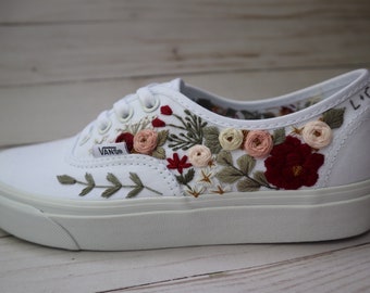 Custom Embroidered Vans Shoes by Hand to Order, Personalized Embroidery on Vans Shoes in Your Choice of Size Color and Style, Customized