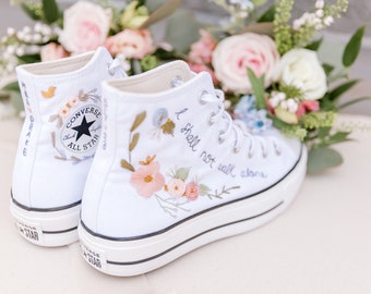 Embroidered Wedding Converse | Custom Bridal Hand Embroidery on Converse Chuck Taylor All Stars | High Top or Low | Personalized Embroidery