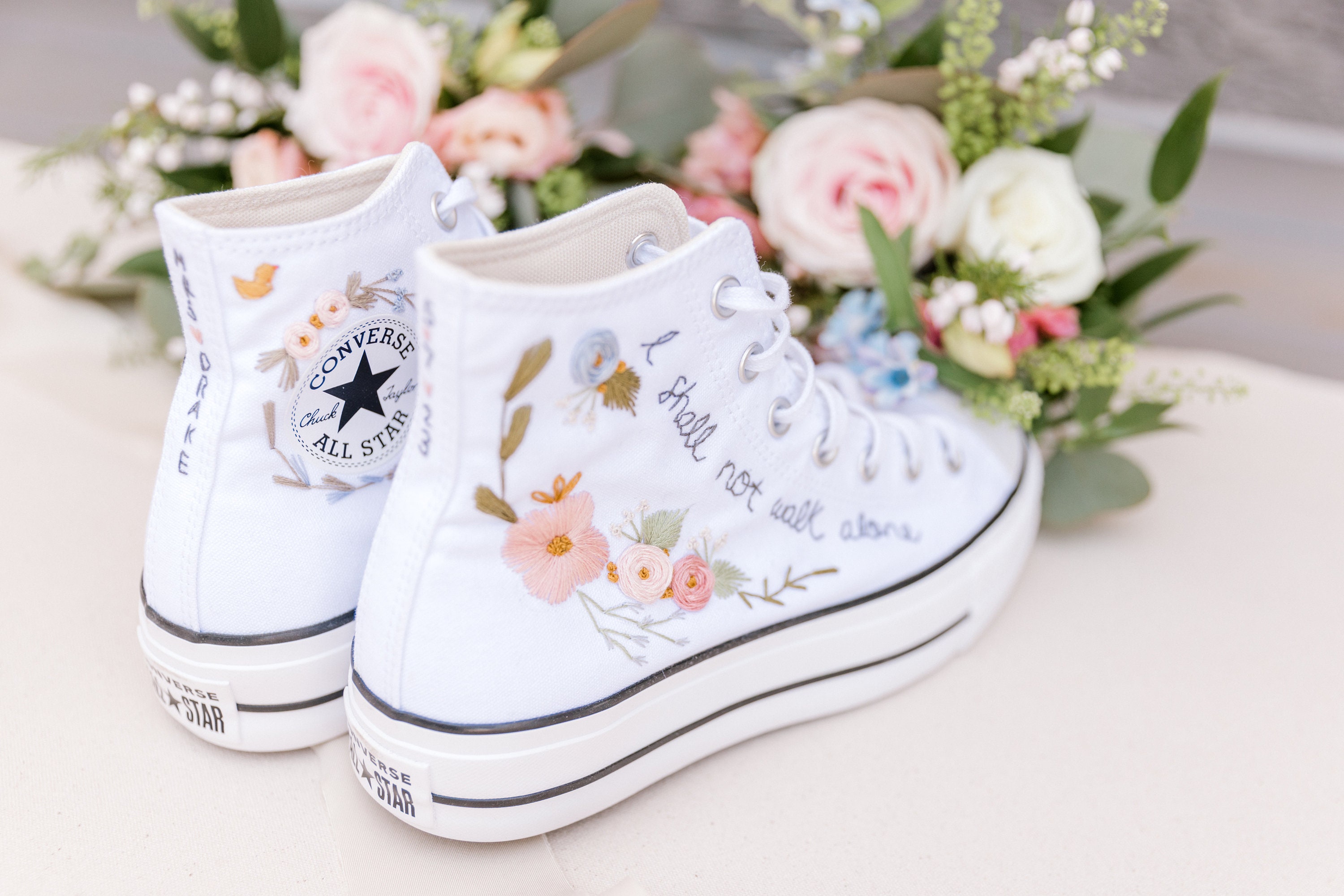Embroidered wedding converse top