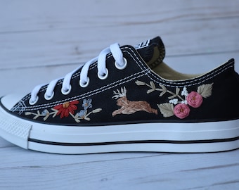 Custom Converse Chuck Taylor All Star Shoes Embroidered by Hand to Order, Personalized Embroidery in Your Choice of Size Color and Style
