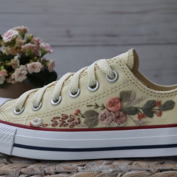 Custom Converse Chuck Taylor All Star LOW Shoes Embroidered by Hand to Order, Personalized Embroidery in Your Choice of Size Color and Style