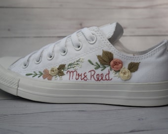 Converse Chuck Taylor All Star Shoes Name Embroidered by Hand to Order, Personalized Embroidery in your Choice of Color and Style
