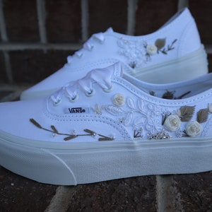 Embroidered Bridal Vans with Custom Hand Embroidery and Appliqué and Beading- Custom Wedding shoes