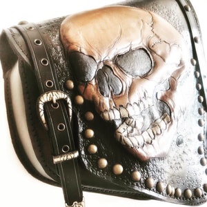 Leather Motorcycle Bag, Side Bag For Harley Davidson, Swingarm Saddle Bag image 2