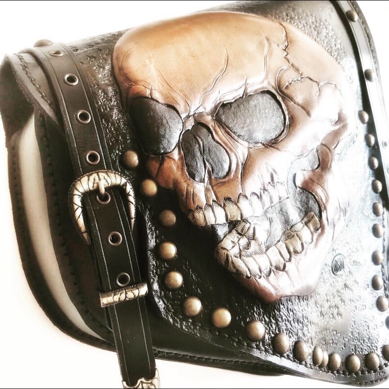 Leather Motorcycle Bag, Side Bag For Harley Davidson, Swingarm Saddle Bag image 2