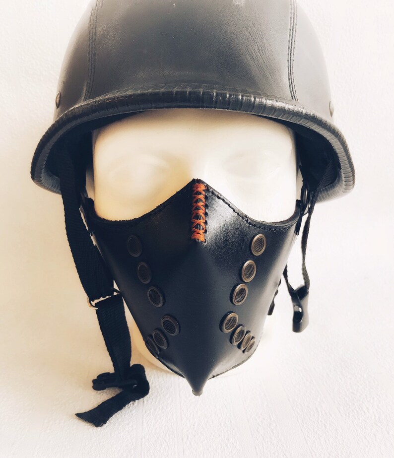 Leather Mask Leather Biker Mask Cafe Racer Mask Leather Half Face Mask