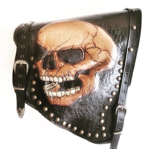 Leather Motorcycle Bag, Side Bag For Harley Davidson, Swingarm Saddle Bag image 1