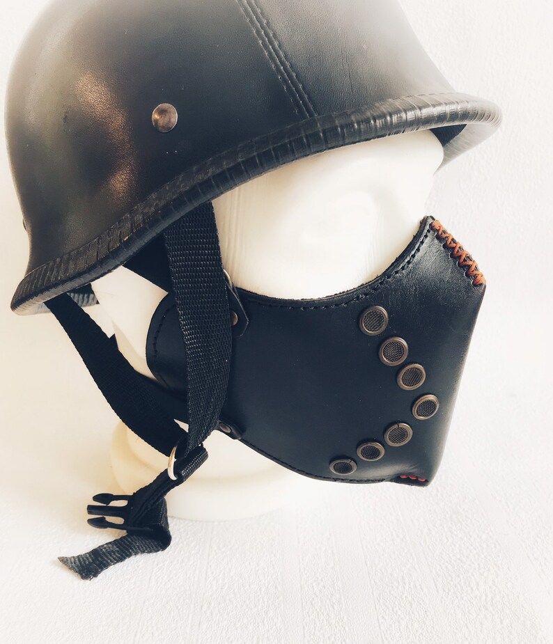 Leather Mask Leather Biker Mask Cafe Racer Mask Leather Half Face Mask
