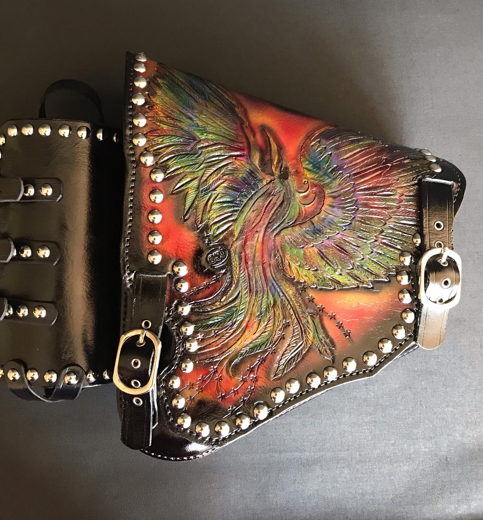 Hand Tooled Leather Motorcycle Bag Swing Arm Bag Saddle Bag Etsy