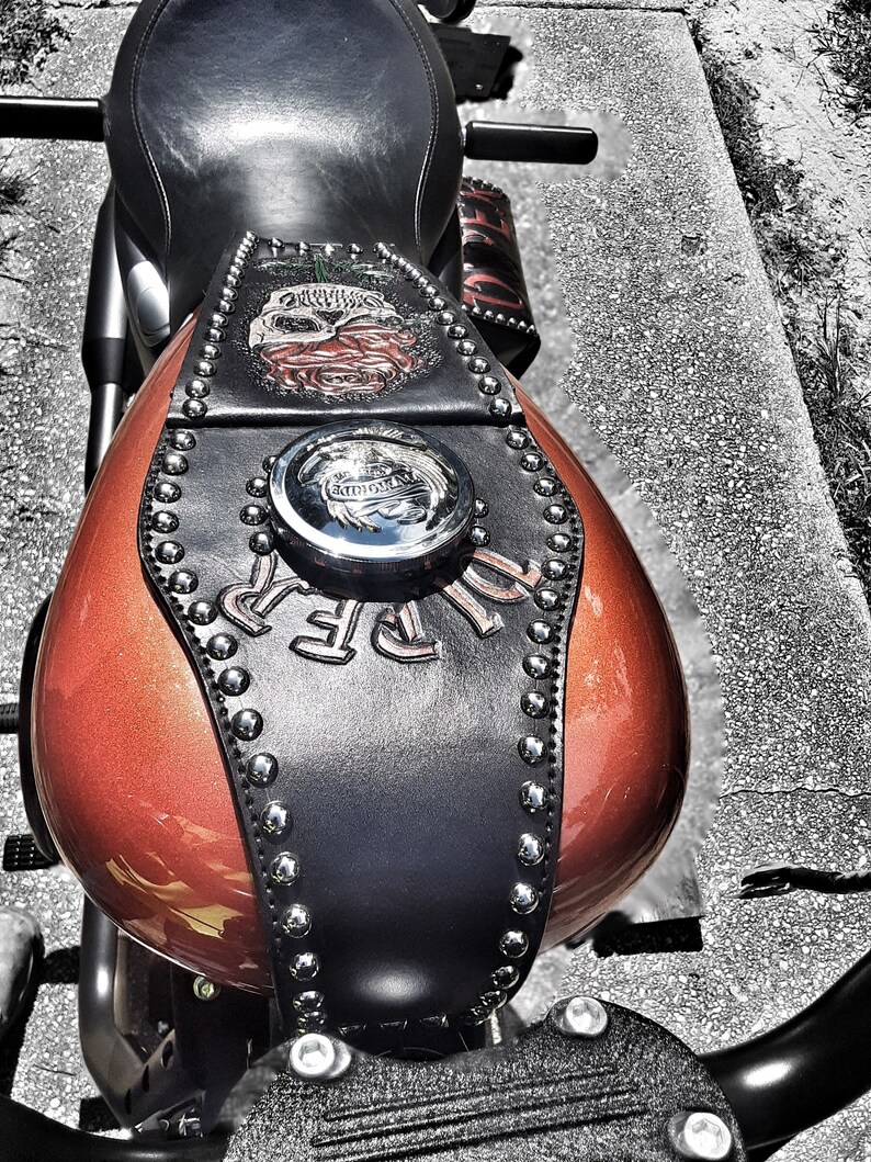 Harley Davidson Gas Tank Bib Custom Leather Gas Tank Cover Etsy