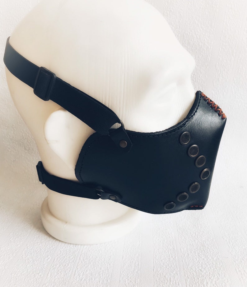 Leather Mask Leather Biker Mask Cafe Racer Mask Leather Half Face Mask
