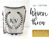 Personalized wedding gift Couples initials throw blanket Anniversary gift for wife Gift for her Valentines gift Pure cotton blanket