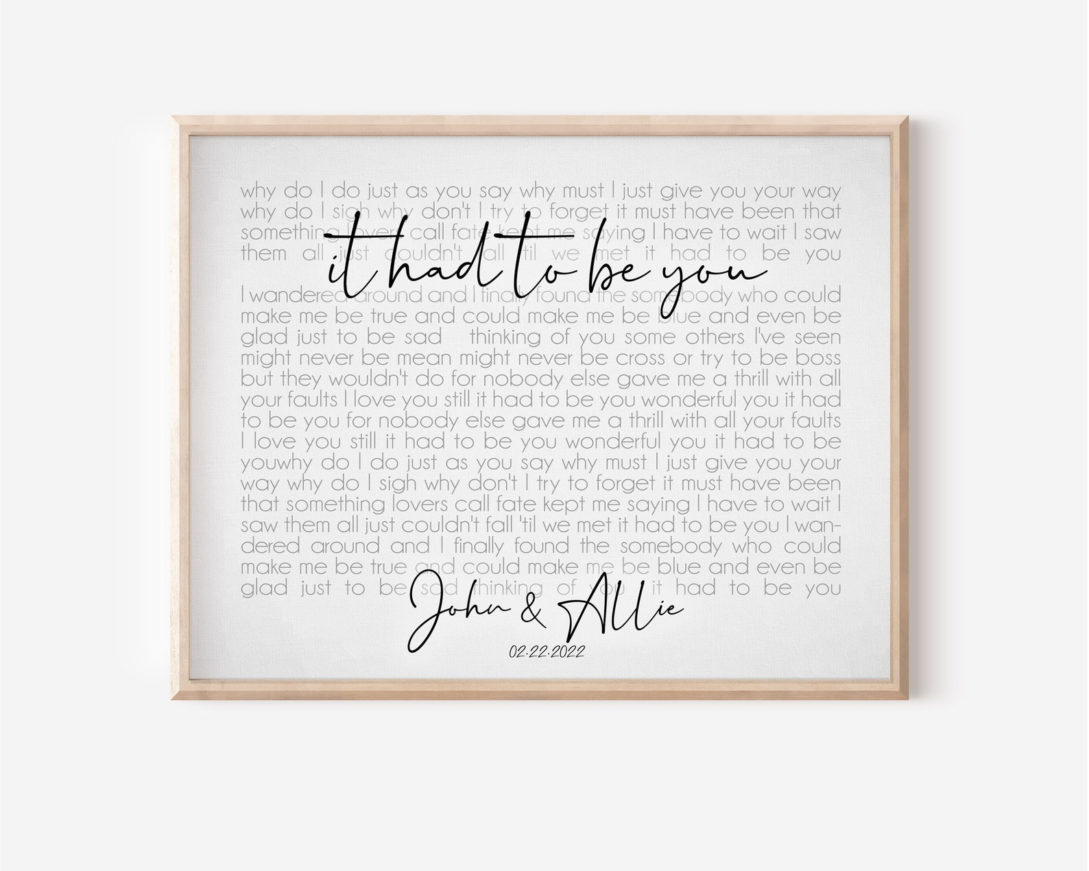 Song Lyrics Wall Art Wedding Song Lyric Art Gift for Him Etsy