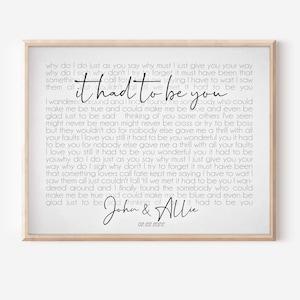 Song lyrics wall art, wedding song lyric art, gift for him, anniversary gift for wife, personalized gift, custom song lyrics wall art