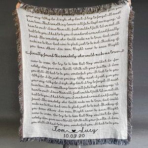 Woven Cotton Throw Custom Song Lyrics 2nd Anniversary gift Wedding gift Customized blanket Gift for Wife Cotton Anniversary Gift for Her