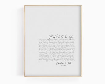 song lyrics wall art, wedding song lyric art, lyrics wall art, wedding song lyric gift, first dance lyric gift, anniversary gift for him