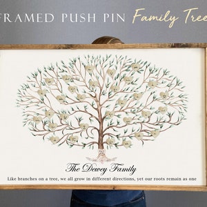 Personalized Family Tree, mother's day gift, anniversary gift parents, grandparents gift, push pin family tree, gift for wife mother's day