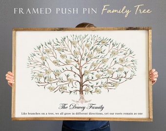 Personalized Family Tree, mother's day gift, anniversary gift parents, grandparents gift, push pin family tree, gift for wife mother's day