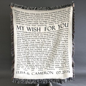 Woven cotton throw custom song lyrics 2nd anniversary present wedding gift mother&#39;s day gift valentine&#39;s day gift personalized blanket