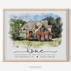 House Portrait Print Mother's Day Gift New Home Gift Realtor Closing Gift Housewarming 1st Home First Home Parents Anniversary Bild 3