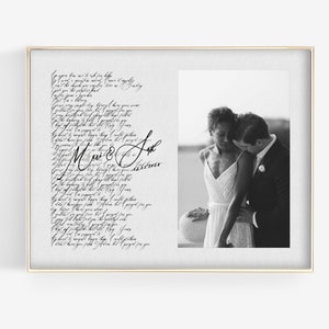 Wedding Song Lyric Gift,  wedding photo gift, personalized anniversary gift for him, anniversary gift for wife, paper anniversary