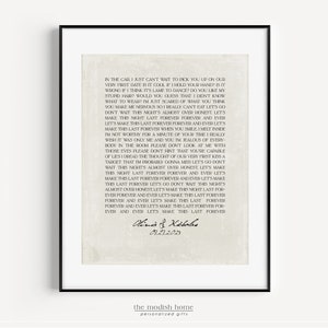 Wedding Song Print Neutral Anniversary Gift for Him First anniversary Anniversary Gift for Wife Paper Anniversary Gift wedding gift idea