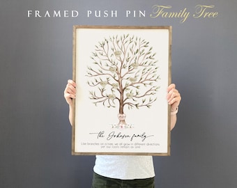 Personalized Family Tree, mother's day gift, anniversary gift parents, grandparents gift, push pin family tree, gift for wife mother's day