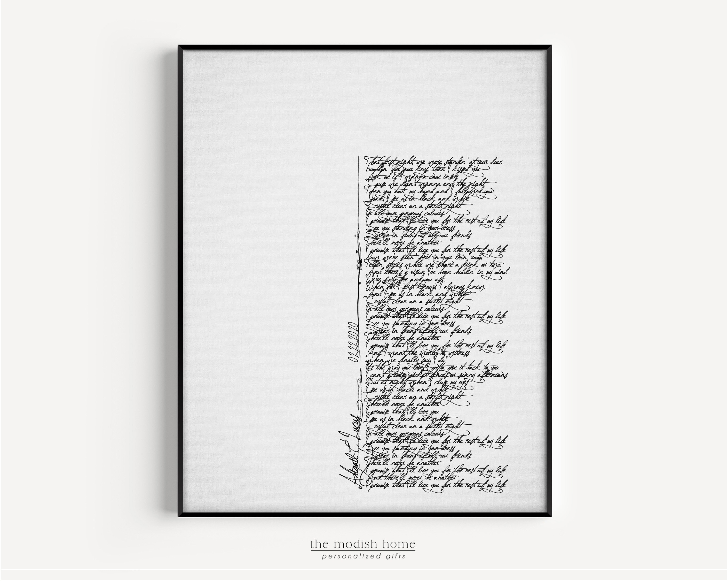 Song Lyrics Wall Art Wedding Song Lyric Art Lyrics Wall Art Etsy