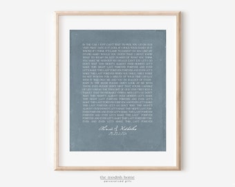 Wedding Song Print Blue White Anniversary Gift for Him First anniversary Anniversary Gift for Wife Paper Anniversary Gift wedding gift idea