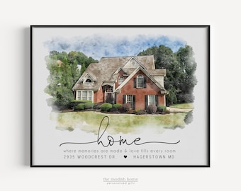 House Portrait Print | Mother's Day Gift | New Home Gift | Realtor Closing Gift |  Housewarming| 1st Home | First Home | Parents Anniversary