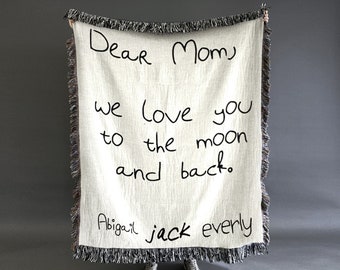 Personalized throw blanket, Mothers day gift, Gift for mom, Gift for wife, Kids handwritten message, Gift from kids, love letter throw