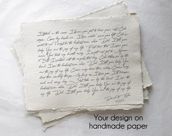 Su canción en HANDMADE PAPER canción de boda enmarcada idea de regalo de boda adornado con bordes hechos a mano arte de papel personalizado primer baile regalo personalizado