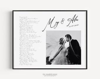 Wedding Song Lyric Gift,  wedding photo gift, personalized anniversary gift for him, anniversary gift for wife, paper anniversary