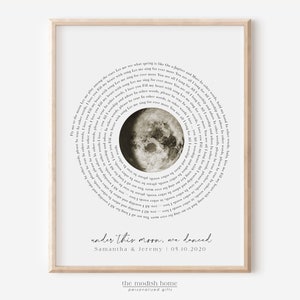 Personalized Moon & Song Lyric Print: Anniversary Paper Gift