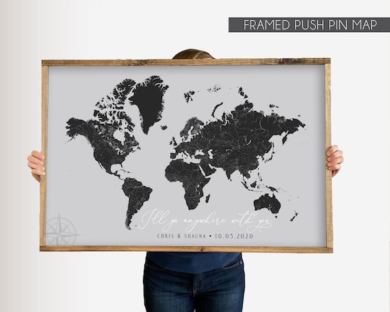 World Map Pin Board Map With Canvas, Family Push Pin World Map, Perfect  Anniversary Gift for Travel. Large Map Poster or Printable Options. 