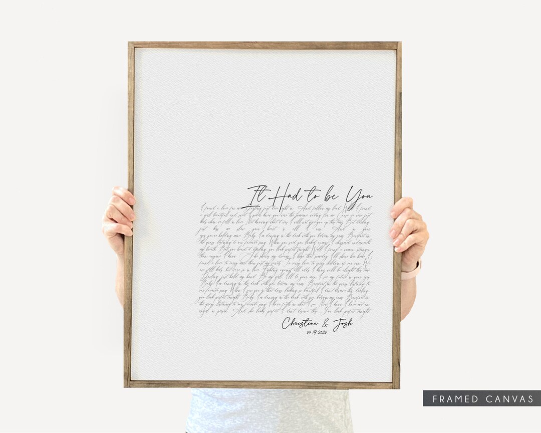 Wedding Song Lyric Framed Canvas Anniversary Gift Custom Song Lyrics