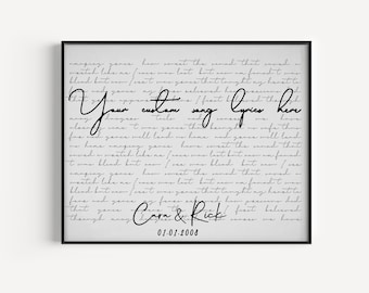 Wedding Song Print | Anniversary Gift for Him | First anniversary | Anniversary Gift for Wife | Paper Anniversary Gift | wedding anniversary