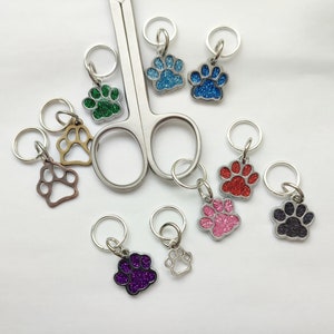 GLITTER pawprint Charm tag for scissors,RGN nurses scissors tag paw print tag,vet nurse RVN,zipper charm,pretty stethoscope charm instrument