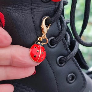 Ladybird Boot Charms: Clip on Ladybug Shoe Lace Jewelry, Cottagecore accessories